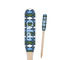 Blue Argyle Wooden Food Pick - Paddle - Closeup