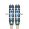 Blue Argyle Wooden Food Pick - Paddle - Double Sided - Front & Back