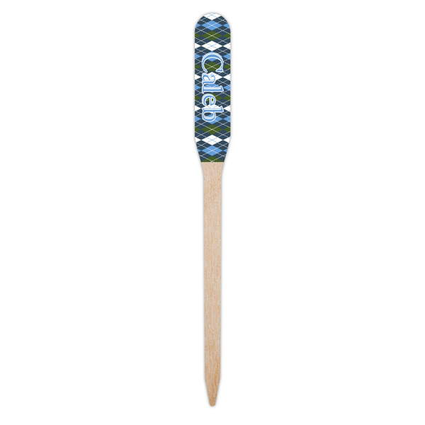Blue Argyle Wooden Food Pick - Paddle - Single Pick
