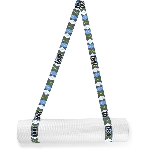 Custom Blue Argyle Yoga Mat Strap (Personalized)