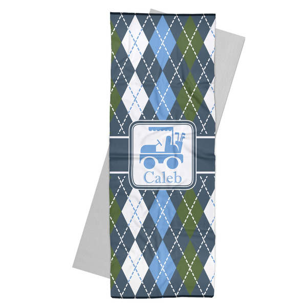 Custom Blue Argyle Yoga Mat Towel (Personalized)