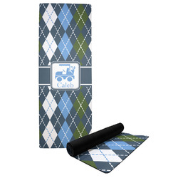 Blue Argyle Yoga Mat w/ Name or Text