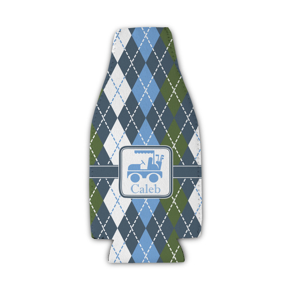 Custom Blue Argyle Zipper Bottle Cooler (Personalized)