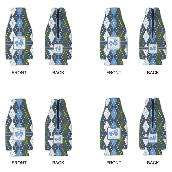 Blue Argyle Zipper Bottle Cooler - Set of 4 - APPROVAL