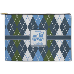Blue Argyle Zipper Pouch (Personalized)