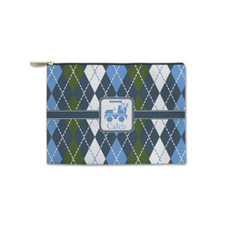 Blue Argyle Zipper Pouch - Small - 8.5"x6" (Personalized)