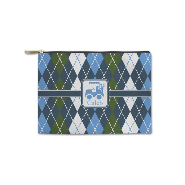 Custom Blue Argyle Zipper Pouch - Small - 8.5"x6" (Personalized)