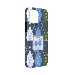 Blue Argyle iPhone Case - Rubber Lined - iPhone 13 Mini (Personalized)