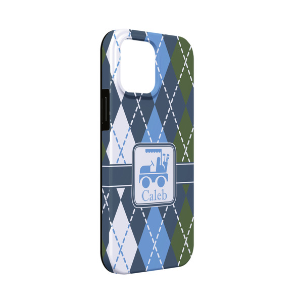 Custom Blue Argyle iPhone Case - Rubber Lined - iPhone 13 Mini (Personalized)