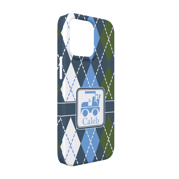 Custom Blue Argyle iPhone Case - Plastic - iPhone 13 Pro (Personalized)