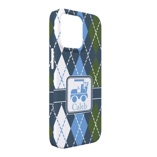 Custom Blue Argyle iPhone Case - Plastic - iPhone 13 Pro Max (Personalized)