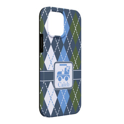 Blue Argyle iPhone Case - Rubber Lined - iPhone 13 Pro Max (Personalized)