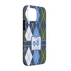 Blue Argyle iPhone Case - Rubber Lined - iPhone 13 Pro (Personalized)