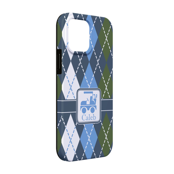Custom Blue Argyle iPhone Case - Rubber Lined - iPhone 13 Pro (Personalized)
