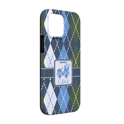 Blue Argyle iPhone Case - Rubber Lined - iPhone 13 (Personalized)