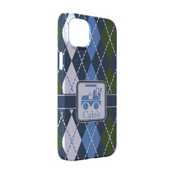 Blue Argyle iPhone Case - Plastic - iPhone 14 (Personalized)