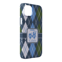 Blue Argyle iPhone Case - Plastic - iPhone 14 Plus (Personalized)