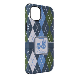 Blue Argyle iPhone Case - Rubber Lined - iPhone 14 Plus (Personalized)
