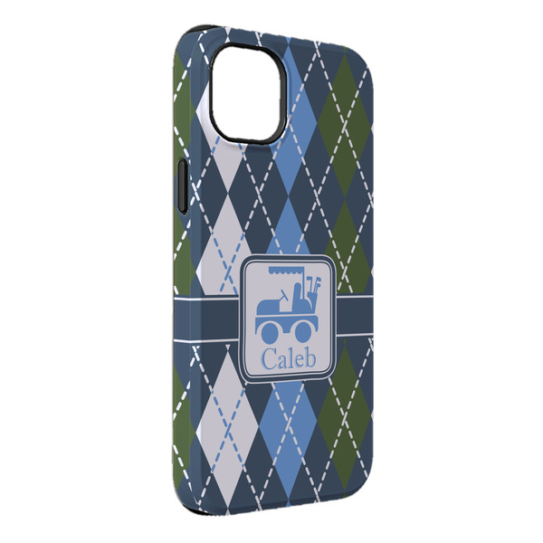 Custom Blue Argyle iPhone Case - Rubber Lined - iPhone 14 Plus (Personalized)
