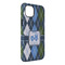 Blue Argyle iPhone 14 Plus Tough Case - Angle