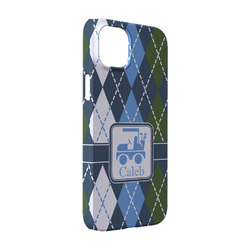 Blue Argyle iPhone Case - Plastic - iPhone 14 Pro (Personalized)