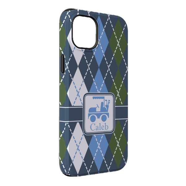 Custom Blue Argyle iPhone Case - Rubber Lined - iPhone 14 Pro Max (Personalized)