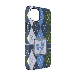 Blue Argyle iPhone Case - Rubber Lined - iPhone 14 Pro (Personalized)