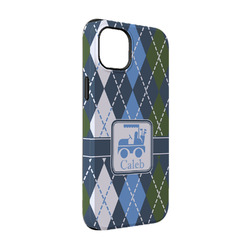 Blue Argyle iPhone Case - Rubber Lined - iPhone 14 (Personalized)