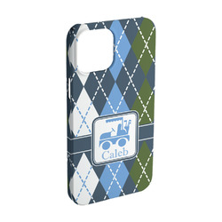 Blue Argyle iPhone Case - Plastic - iPhone 15 Pro (Personalized)