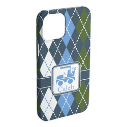 Blue Argyle iPhone Case - Plastic - iPhone 15 Pro Max (Personalized)