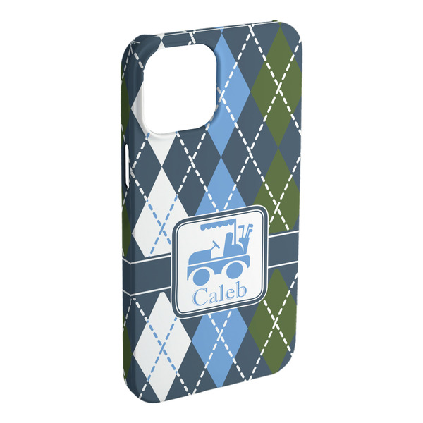 Custom Blue Argyle iPhone Case - Plastic - iPhone 15 Pro Max (Personalized)