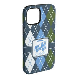 Blue Argyle iPhone Case - Rubber Lined - iPhone 15 Pro Max (Personalized)