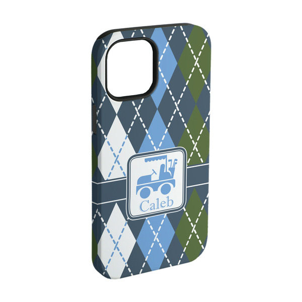 Custom Blue Argyle iPhone Case - Rubber Lined - iPhone 15 Pro (Personalized)