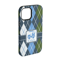 Blue Argyle iPhone Case - Rubber Lined - iPhone 15 (Personalized)