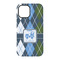Blue Argyle iPhone 15 Tough Case - Back