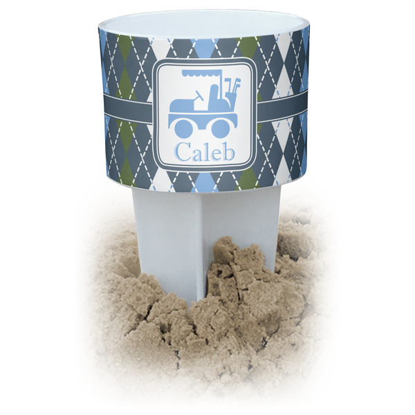Custom Blue Argyle Beach Spiker Drink Holder (Personalized)