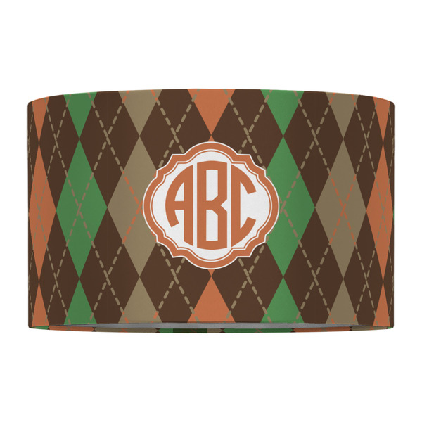 Brown Argyle 12" Drum Lampshade - FRONT (Fabric)