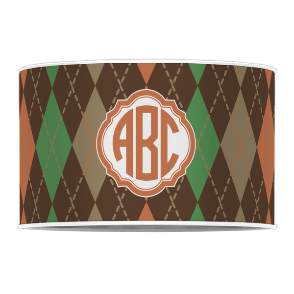 Brown Argyle 12" Drum Lampshade - FRONT (Poly Film)