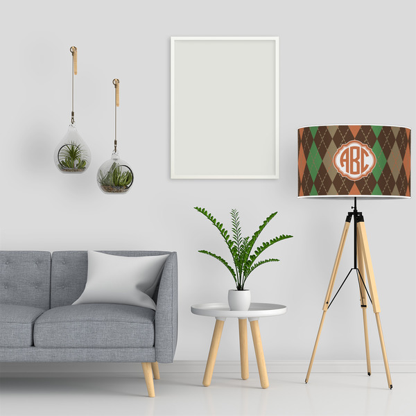 Brown Argyle 12" Drum Lampshade - LIFESTYLE