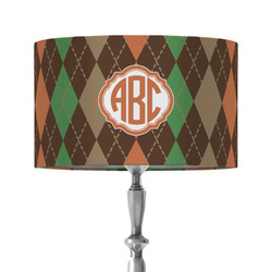 Brown Argyle 12" Drum Lamp Shade - Fabric (Personalized)