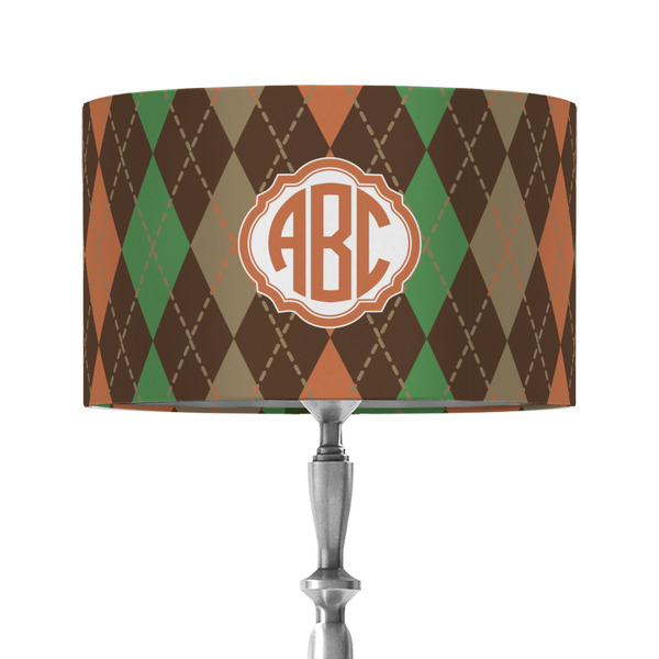 Custom Brown Argyle 12" Drum Lamp Shade - Fabric (Personalized)