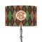 Brown Argyle 12" Drum Lampshade - ON STAND (Fabric)
