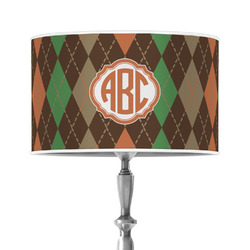 Brown Argyle 12" Drum Lamp Shade - Poly-film (Personalized)