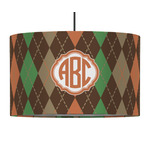 Brown Argyle 12" Drum Pendant Lamp - Fabric (Personalized)