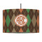 Brown Argyle 12" Drum Pendant Lamp - Fabric (Personalized)