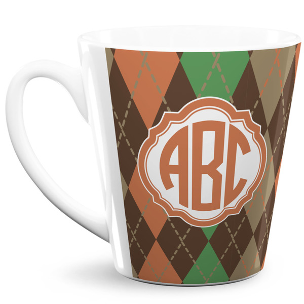 Custom Brown Argyle 12 Oz Latte Mug (Personalized)