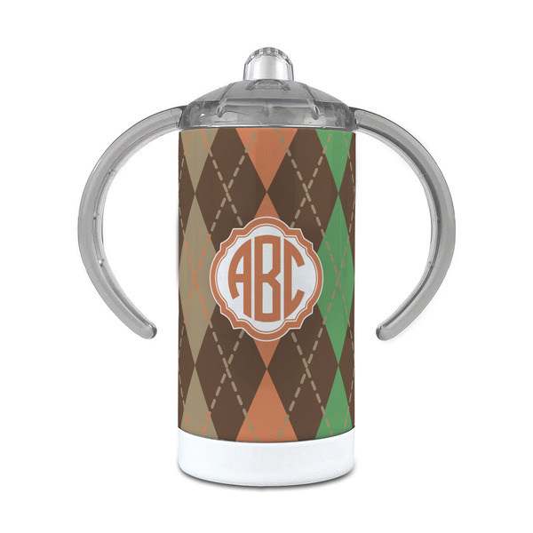 Custom Brown Argyle 12 oz Stainless Steel Sippy Cup (Personalized)