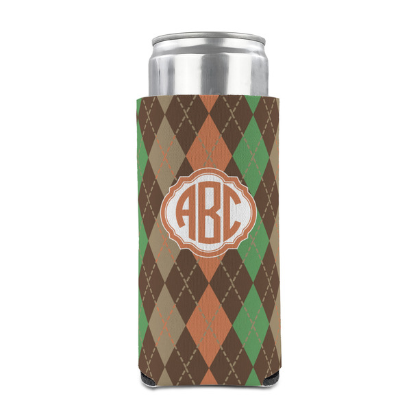 Brown Argyle 12oz Tall Can Sleeve - FRONT (on can)