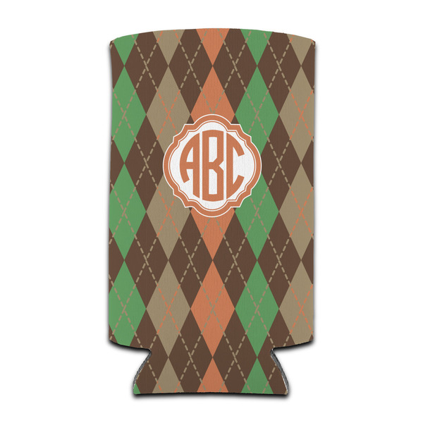 Custom Brown Argyle Can Cooler (tall 12 oz) (Personalized)
