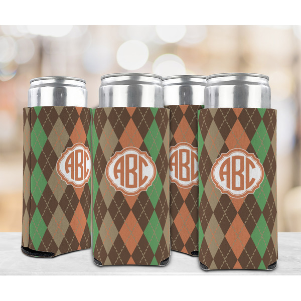 Brown Argyle 12oz Tall Can Sleeve - Set of 4 - LIFESTYLE